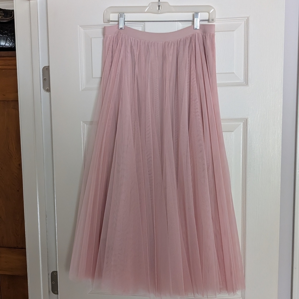 Tulle Midi Skirt Rose Dusty Pink Size L